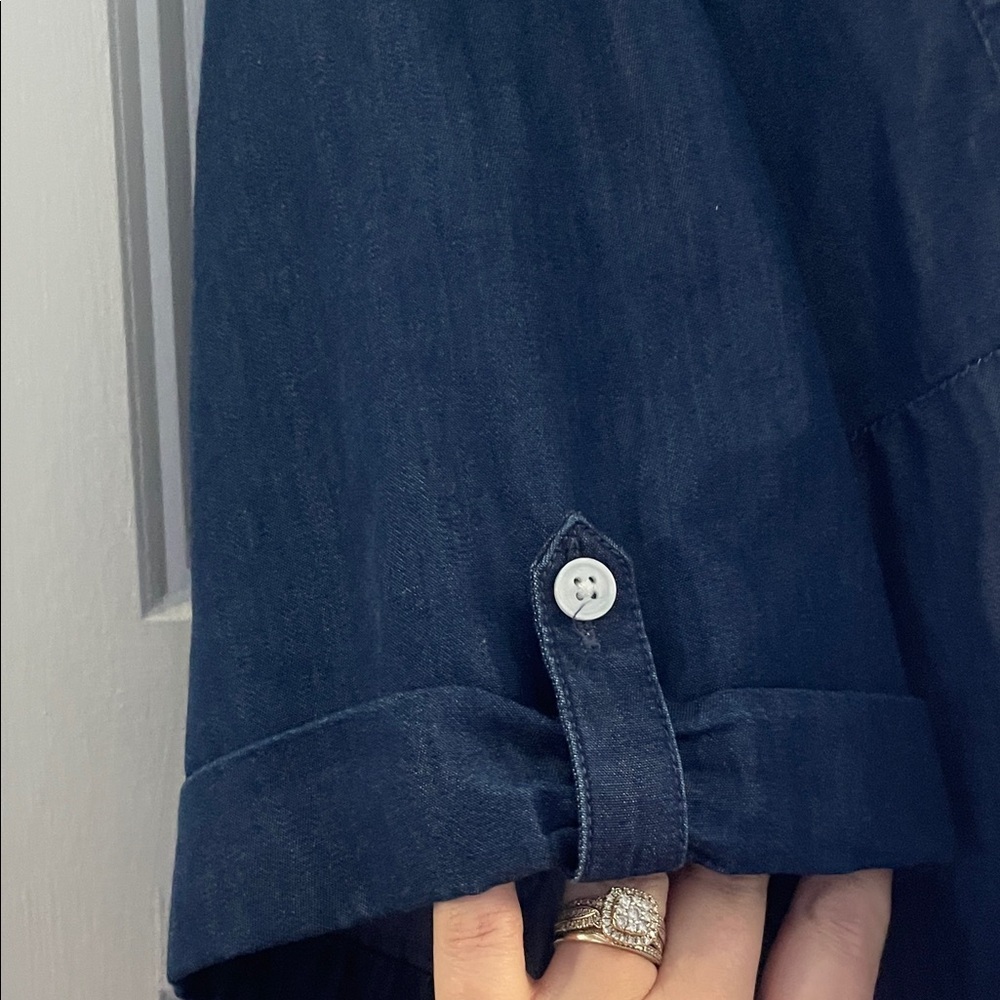 Karen Scott Women's Navy Blue Button Down Shirt - Picture 3 of 5